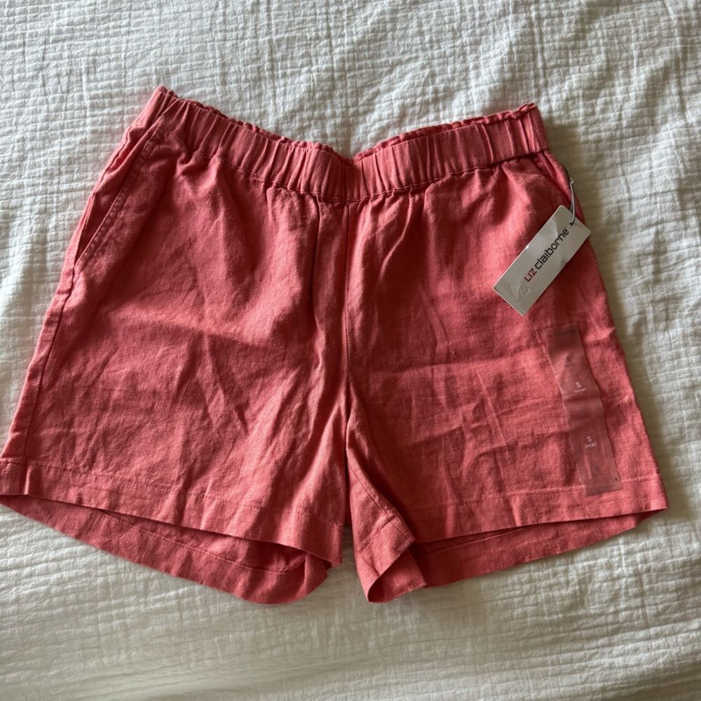 Liz Claiborne Linen Blend Shorts 4” Women’s S Coral Coastal Beach Capsule